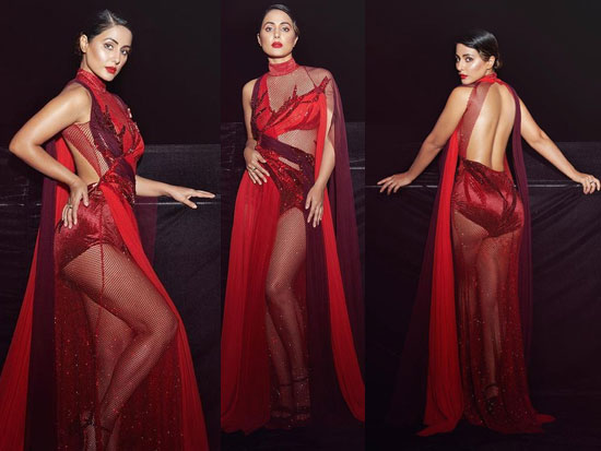 Staggering Poses Of Hina Khan In Red